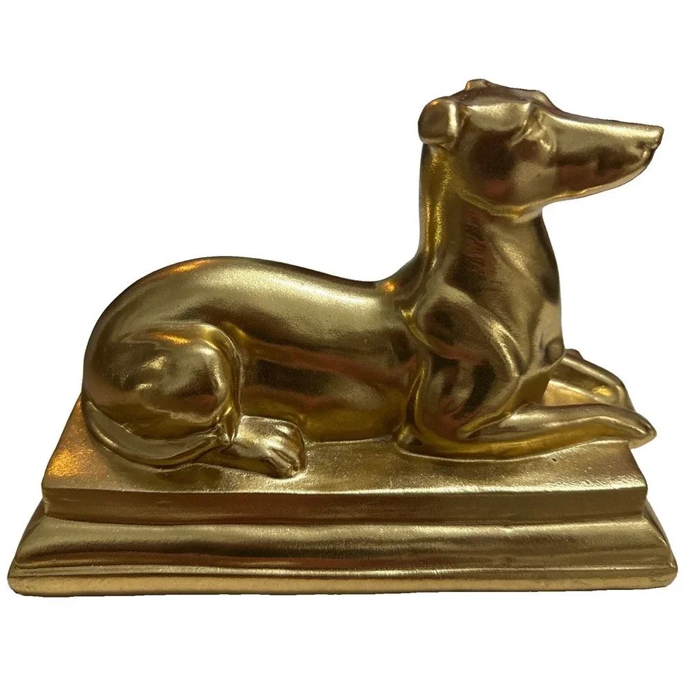 Golden Resin Regal Dog Statue Accent Piece